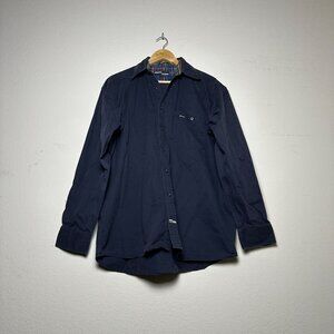 Urgent Gear Classic Shirt Button Up Plaid Lining Men Blue L Prep Formal Golf 90s